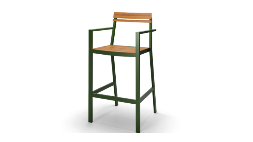 Monarch Two Bar Stool with arms slightly off center front view
